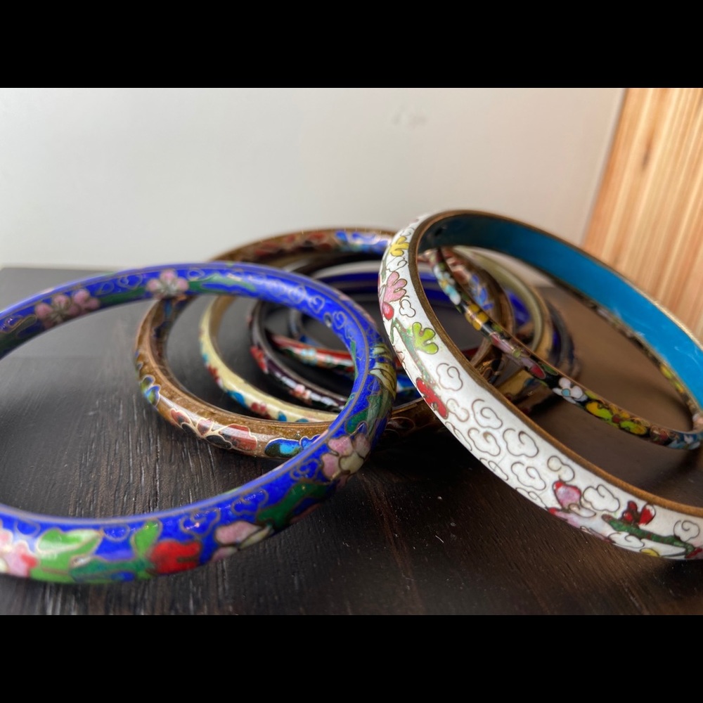 Vintage Enamel Bangle Set of 8